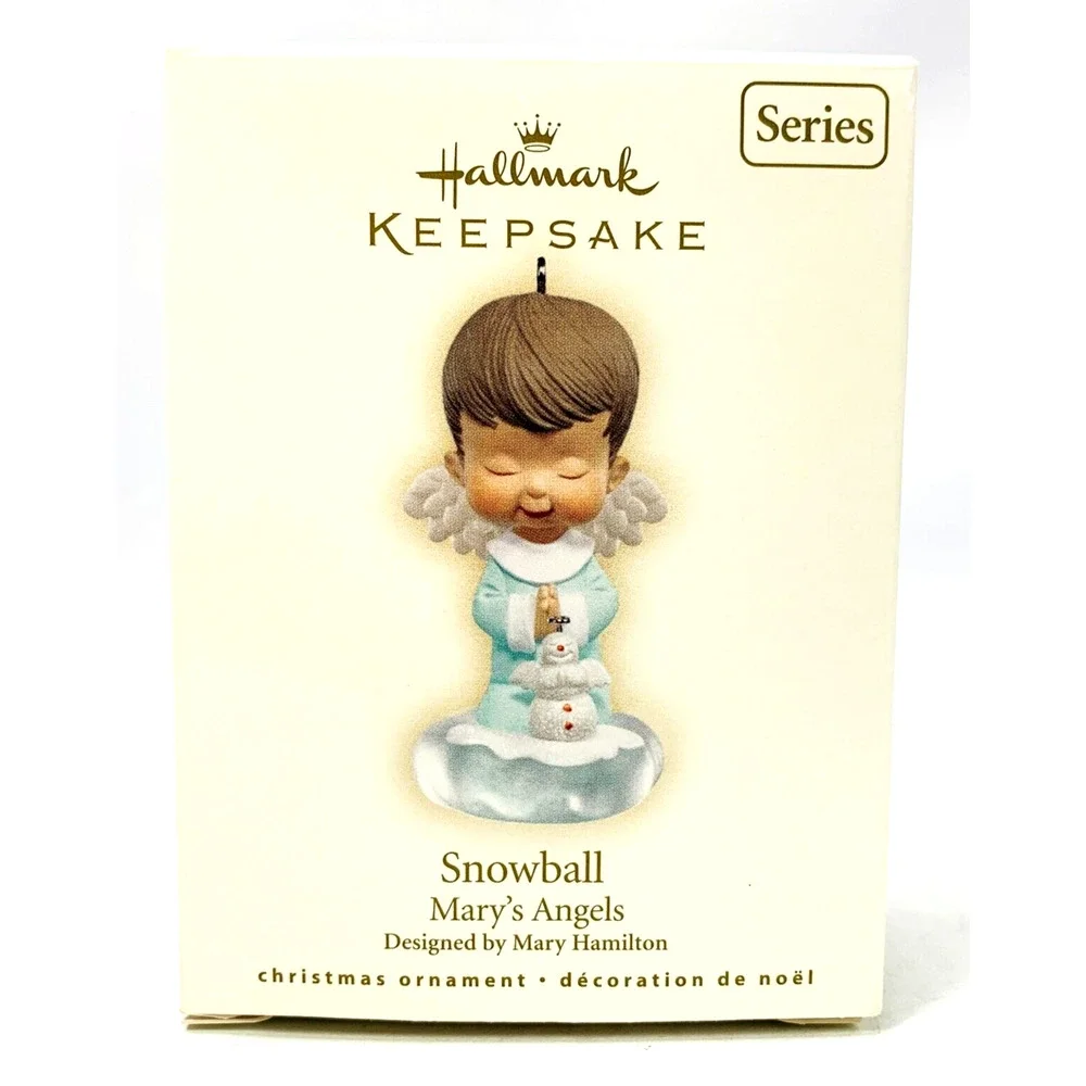 Hallmark Mary's Angels SNOWBALL Keepsake Ornament 2007 Series #20 Blue Snowman